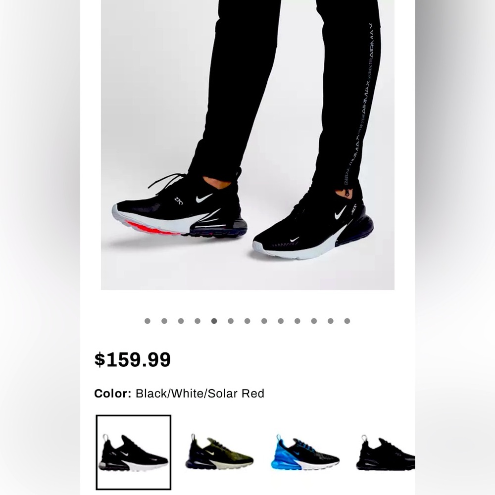 Nike Air Max 270 in Black with Solar Red bottom. Worn once